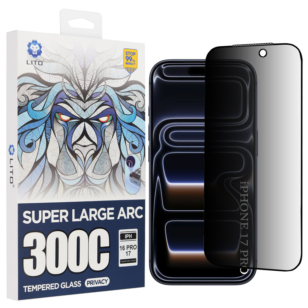 Folie de protectie Lito D+ Max Privacy 300C compatibil cu iPhone 17 Pro, Negru