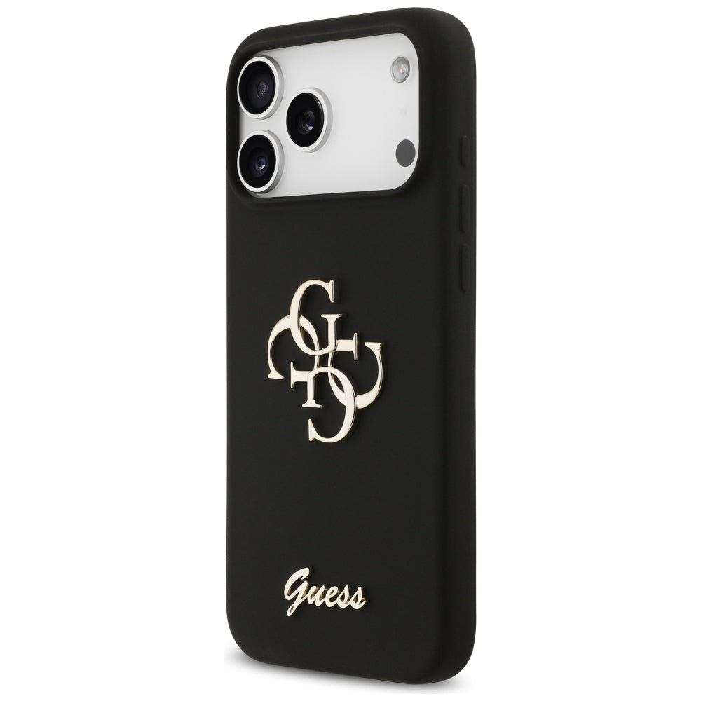 Guess Silicone Big 4G Script fekete tok iPhone 17 Pro Max készülékhez