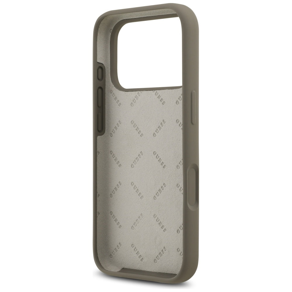 Husa de protectie Guess Silicone Big 4G Script (GUHCP17LSC4GSMW) compatibil cu iPhone 17 Pro, Maro