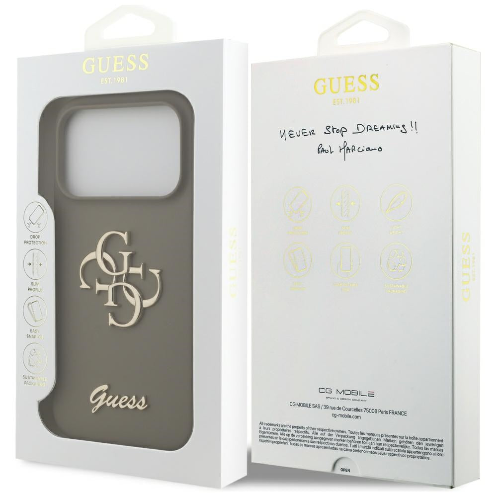 Husa de protectie Guess Silicone Big 4G Script (GUHCP17LSC4GSMW) compatibil cu iPhone 17 Pro, Maro