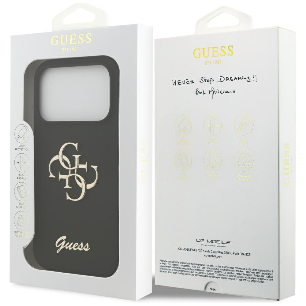 Husa de protectie Guess Silicone Big 4G Script (GUHCP17LSC4GSMK) compatibil cu iPhone 17 Pro, Negru