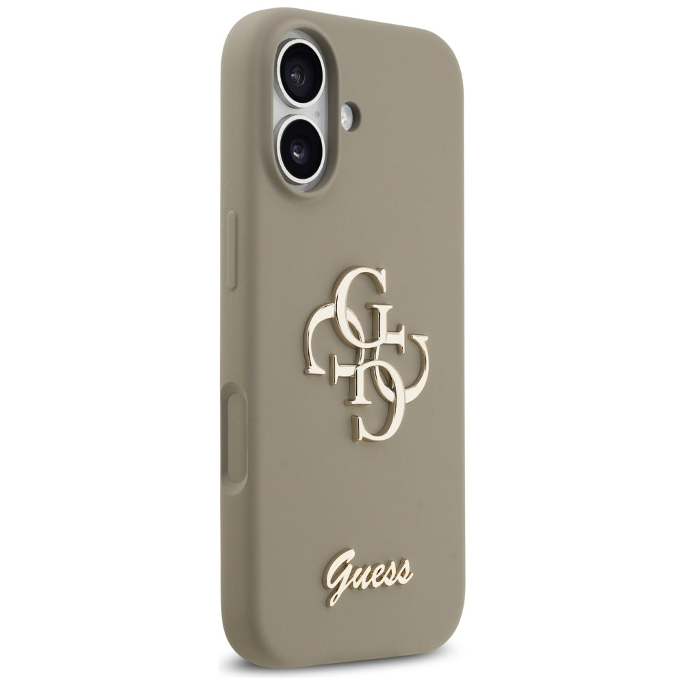 Husa de protectie Guess Silicone Big 4G Script (GUHCP17SSC4GSMW) compatibil cu iPhone 17, Maro