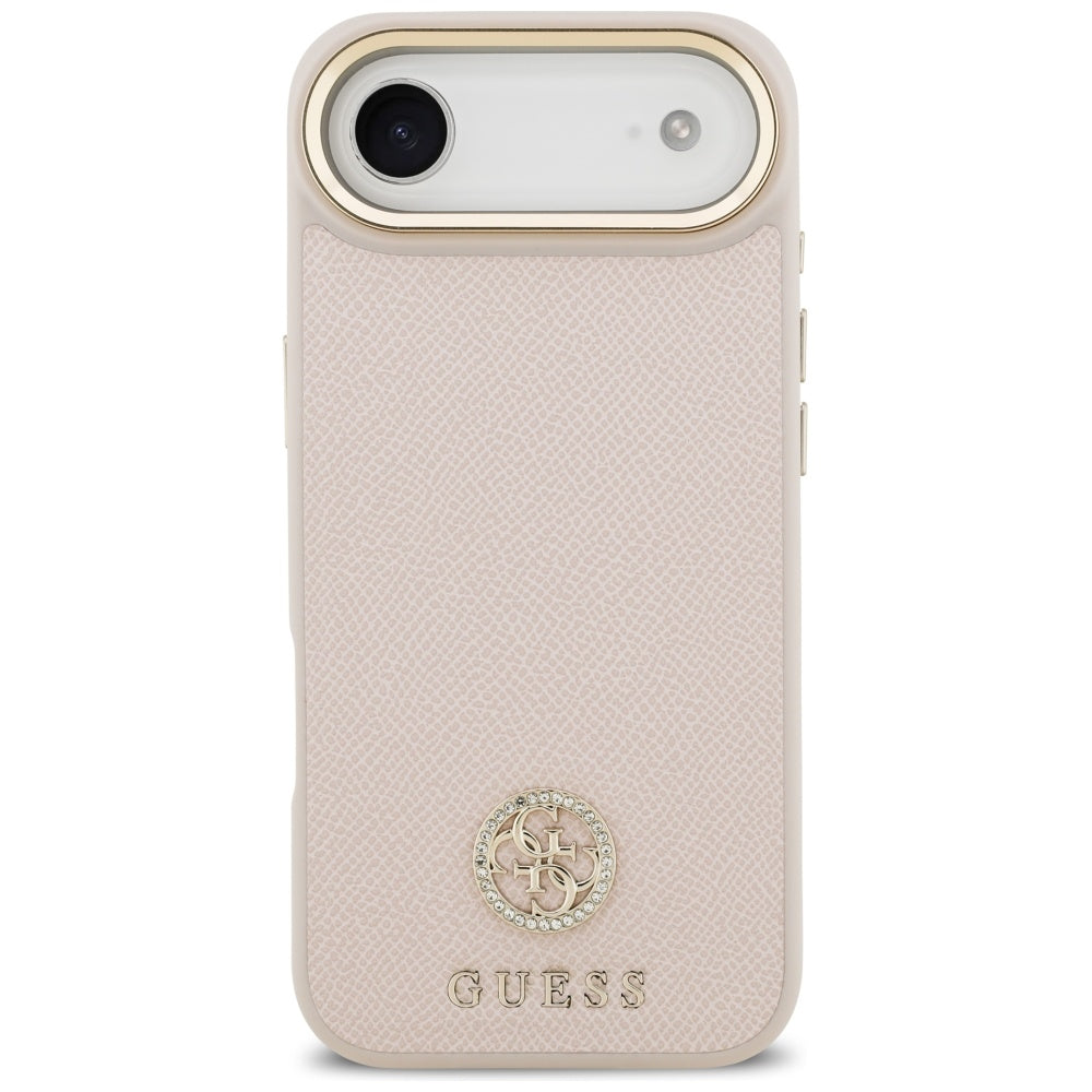 Husa de protectie Guess Grained Strass Logo MagSafe (GUHMP17MPGCRMDEP) compatibil cu iPhone 17 Air, Roz