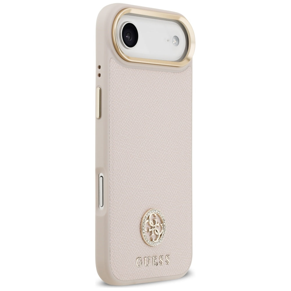 Husa de protectie Guess Grained Strass Logo MagSafe (GUHMP17MPGCRMDEP) compatibil cu iPhone 17 Air, Roz