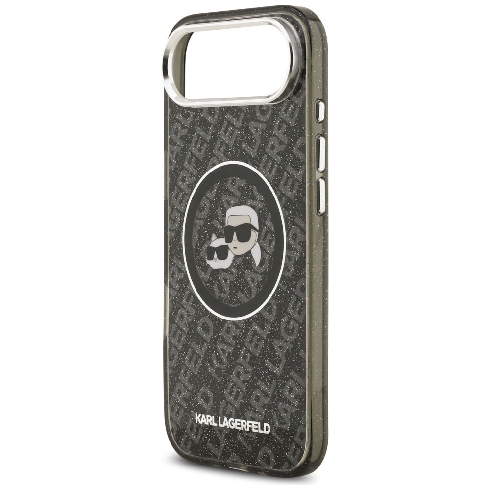 Husa de protectie Karl Lagerfeld IML Glitter K&C Heads Logo MagSafe (KLHMP17MHMKBKCHOK) compatibil cu iPhone 17 Air, Negru