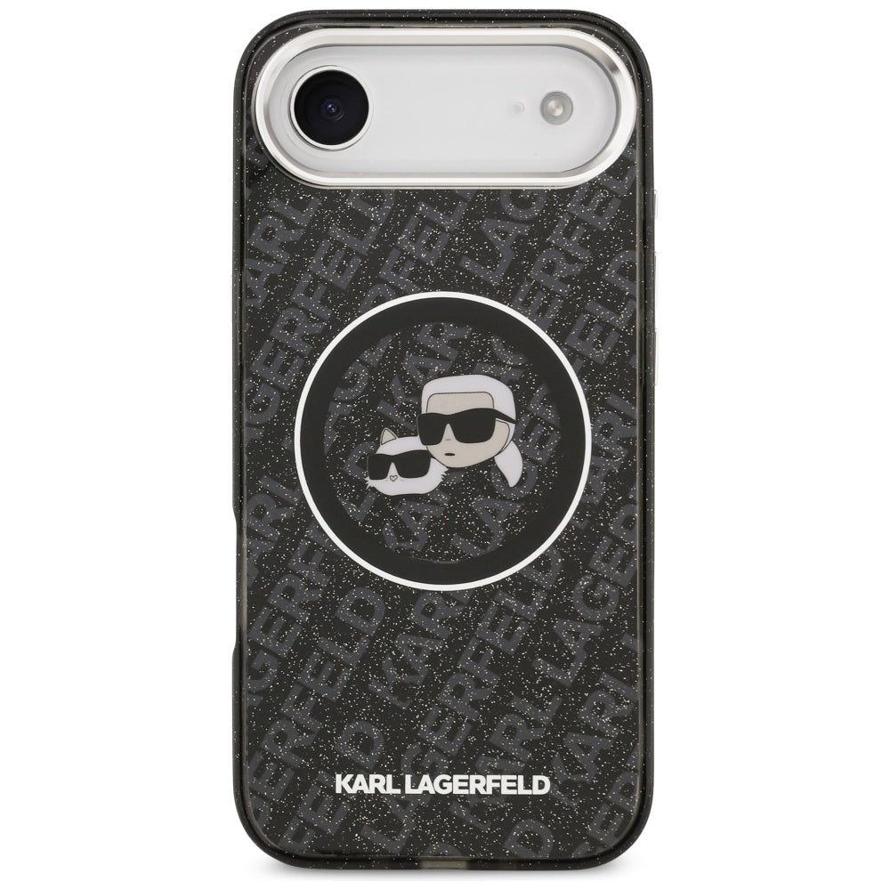 Husa de protectie Karl Lagerfeld IML Glitter K&C Heads Logo MagSafe (KLHMP17MHMKBKCHOK) compatibil cu iPhone 17 Air, Negru