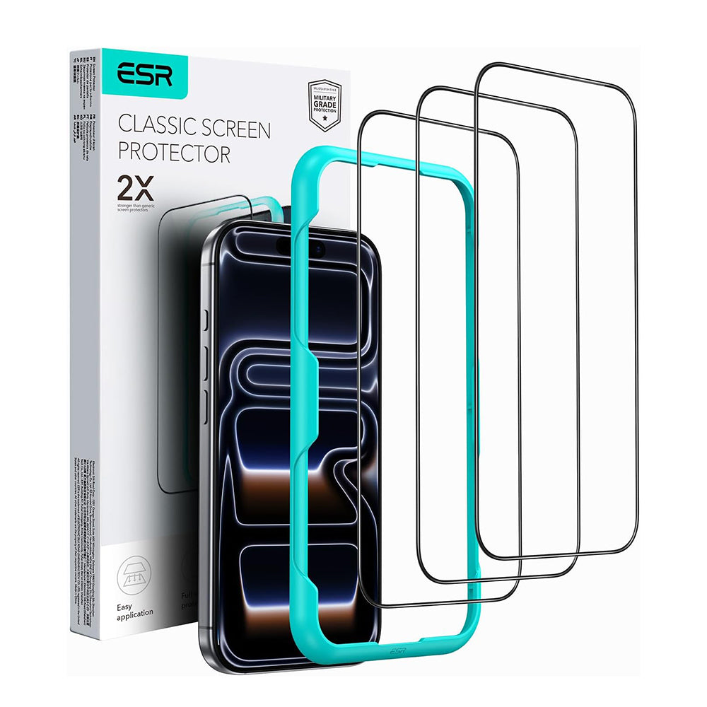 Folie de protectie ESR Tempered Glass (set de 3) compatibil cu iPhone 17 Pro Max, Negru