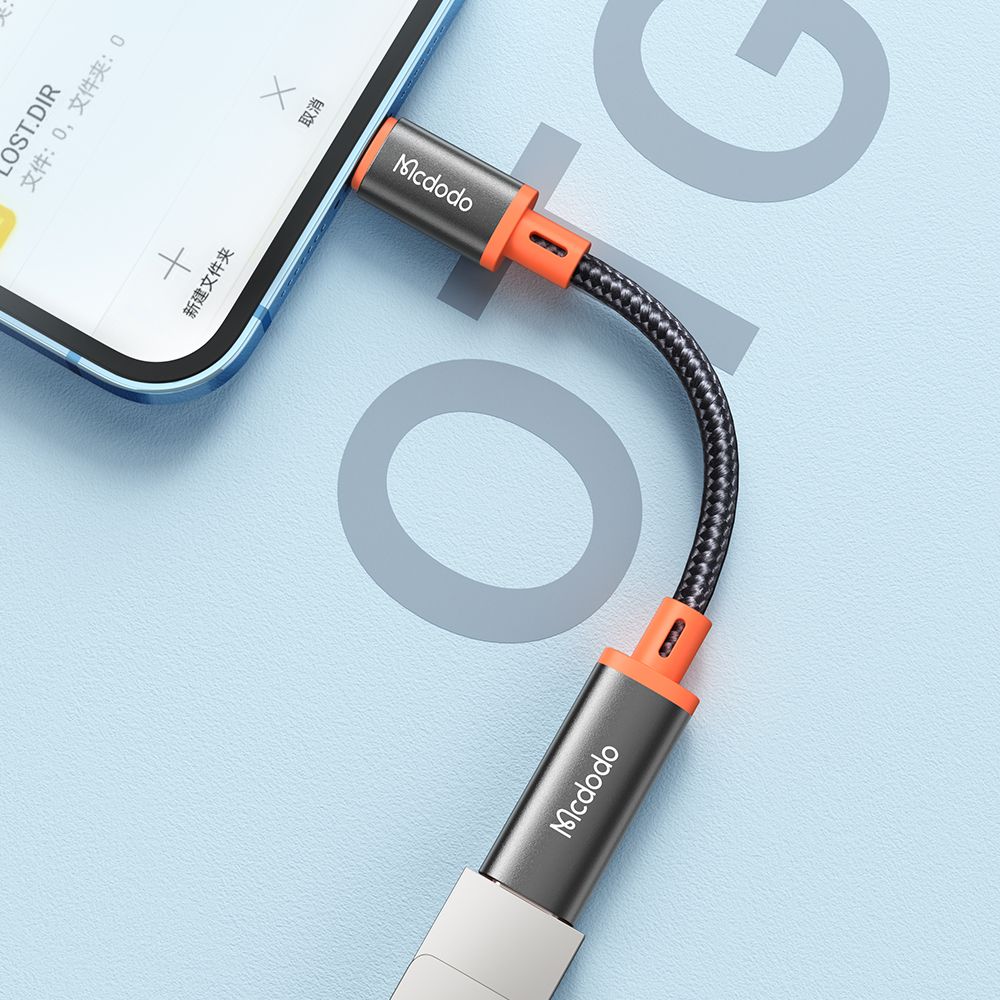 Adaptor Mcdodo OTG Adapter (CA-1440), Type-C to Lightning, 2A, 480Mbps, Audio, Aluminum Alloy, Nylon, Negru