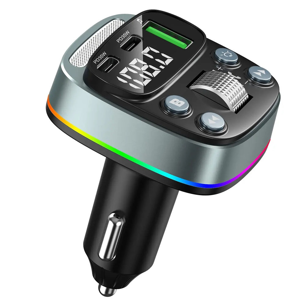 Gadget Techsuit FM Modulator EchoDrive (MFM3), Dual PD35W, Bluetooth V5.4, U-Disk to Play Music, Bass Setting, Negru