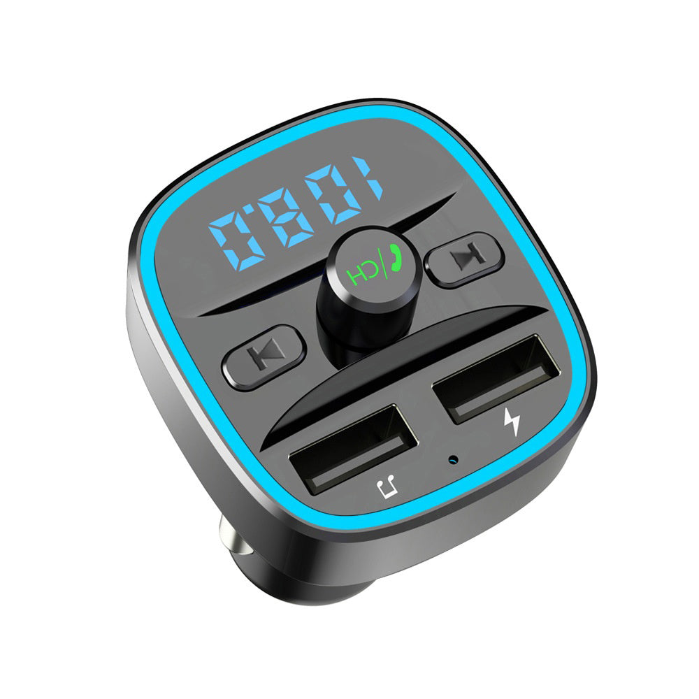 Gadget Techsuit FM Modulator JamLink (MFM2), Dual USB, SD Card, Blue Ambient Ring Light, Ultra-Compact Design, Bluetooth, Negru