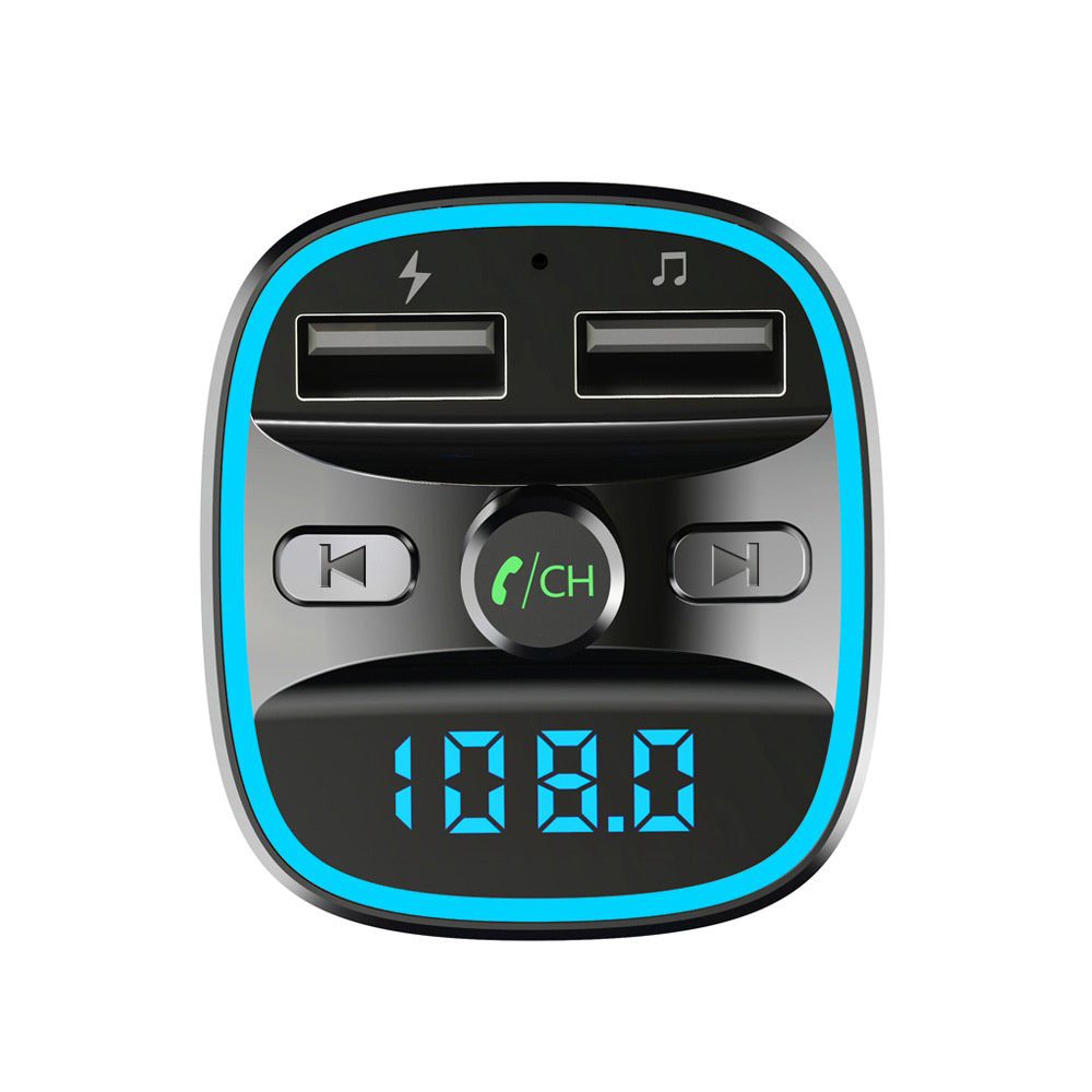 Gadget Techsuit FM Modulator JamLink (MFM2), Dual USB, SD Card, Blue Ambient Ring Light, Ultra-Compact Design, Bluetooth, Negru