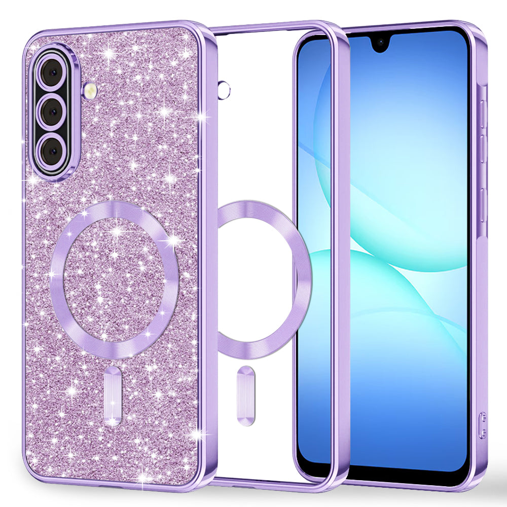 Husa de protectie Techsuit Luxury Glitter MagSafe compatibil cu Samsung Galaxy A17 5G / A17 4G / M17 / F17, Mov Deschis