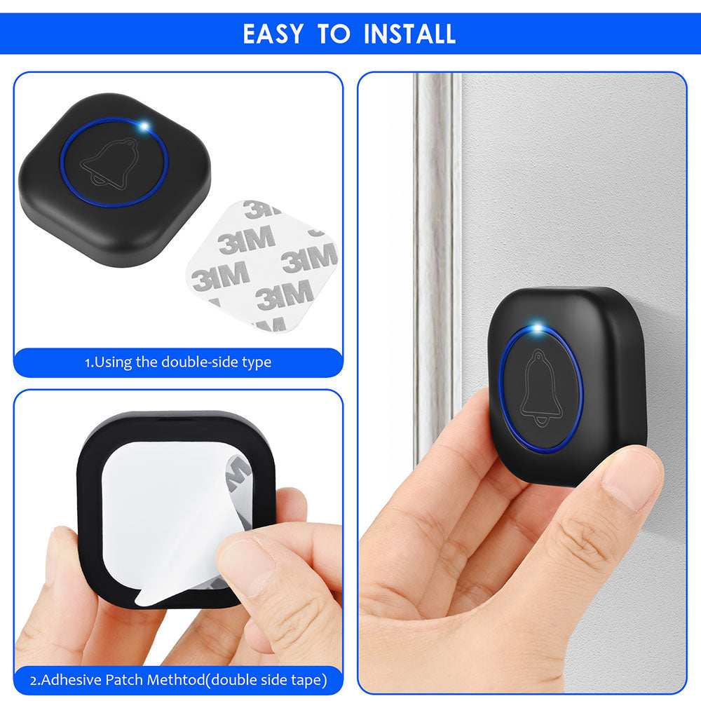 Gadget Techsuit Premium Wireless Doorbell Buzzzly (SU1), Waterproof, 38 Unique Tune, 4 Volume Levels, 5 Modes Music/Flash, Negru