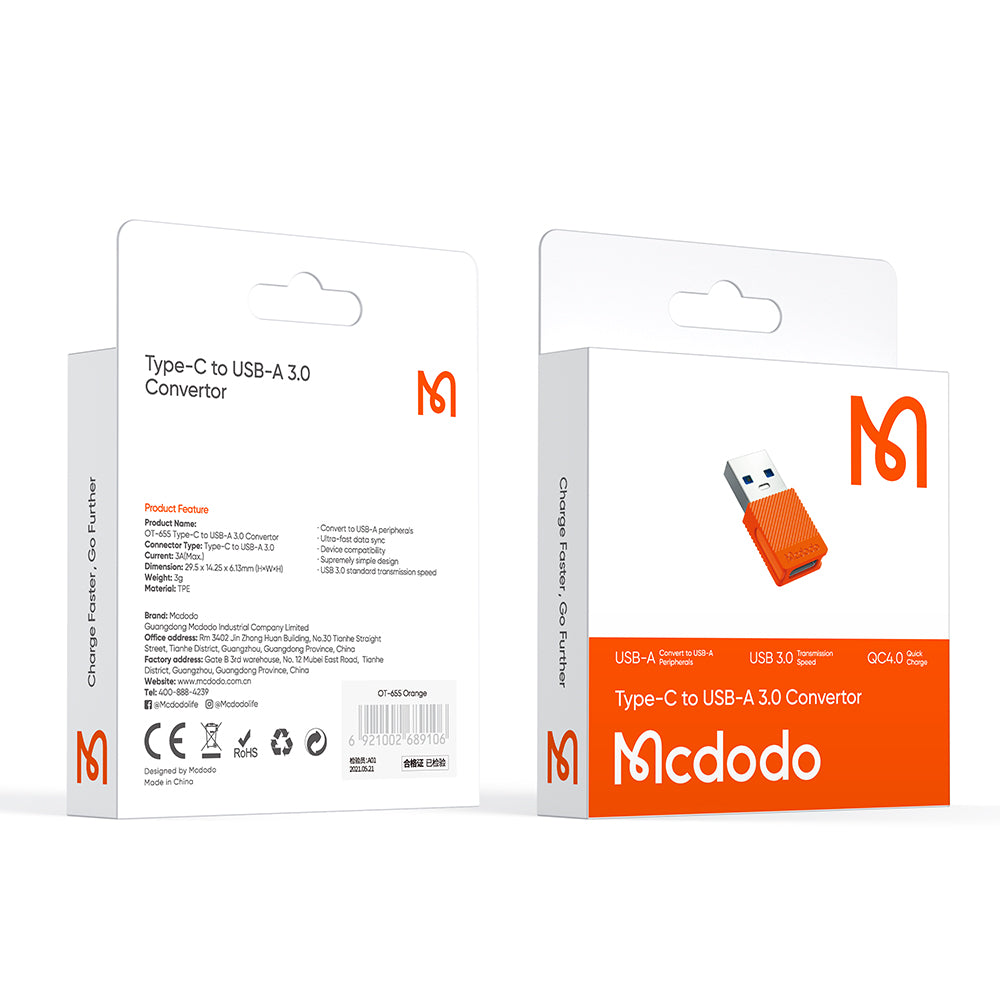Adaptor Mcdodo OTG (OT-6550), USB-C la USB 3.0, Portocaliu