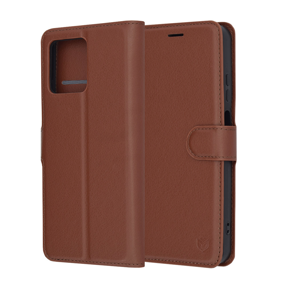 Husa de protectie Techsuit Leather Folio compatibil cu Motorola Moto G15 / G15 Power / G17 / G17 Power, Maro