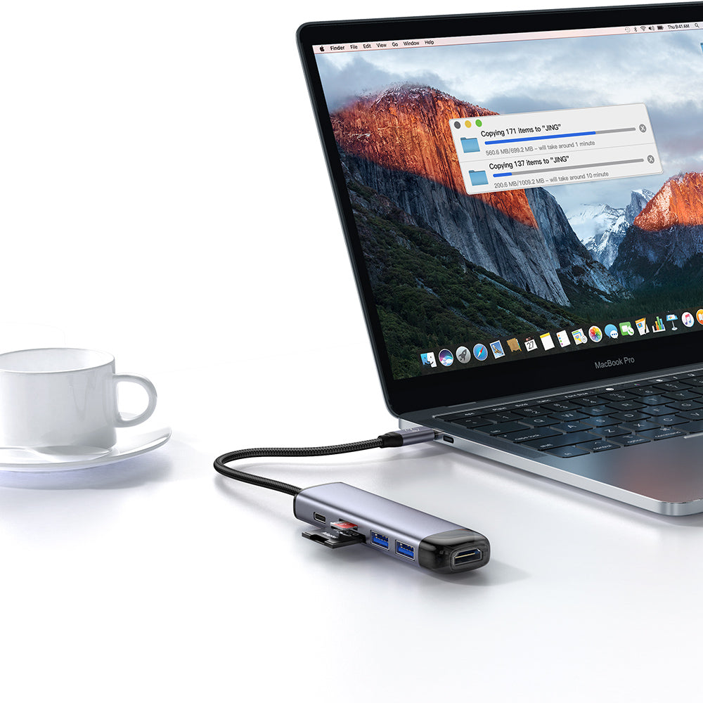 Hub/Dock Mcdodo Hub (HU-7740), 6in1, 2x USB3.0, Type-C PD100W, HDMI 4K, SD/TF Card Slot, 5Gbps, 2TB, Type-C Cable, Gri