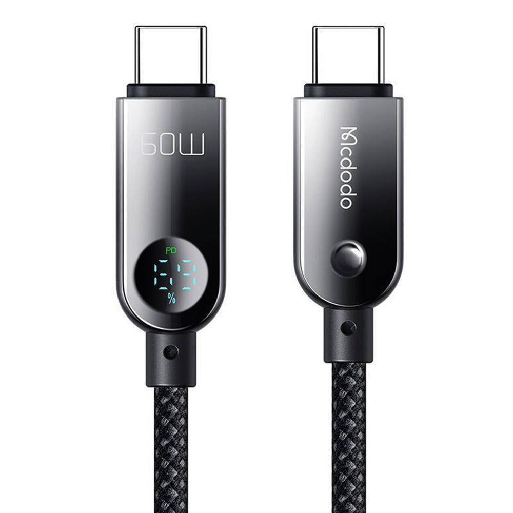 Cablu Mcdodo (CA-4780), Type-C to Type-C, PD60W, with Built-in LED Display, ABS + Nylon, 1.2m, Negru
