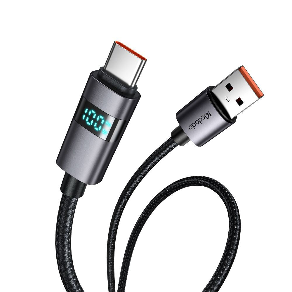 Cablu Mcdodo (CA-6520), USB-A to USB-C, LED Display, 6A, 1.2m, Negru