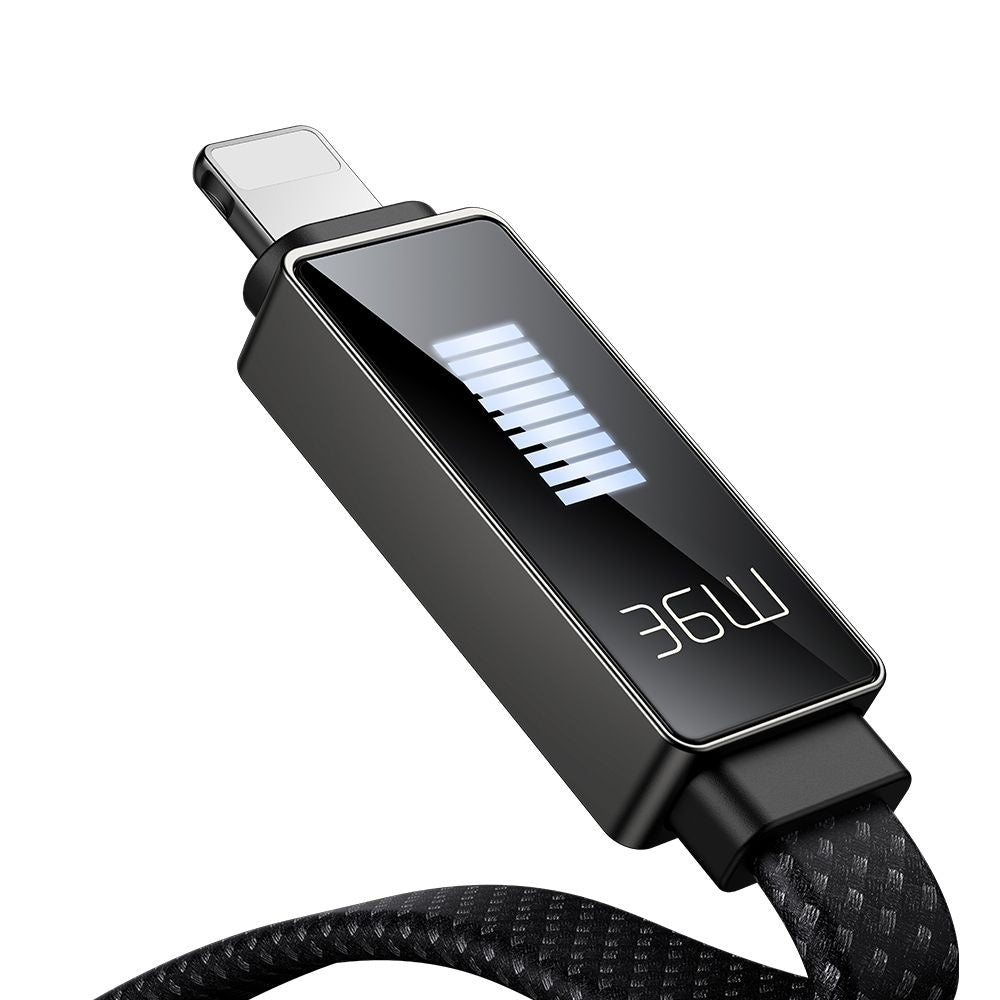 Cablu Mcdodo Rythm Series (CA-4960), Type-C to Lightning, 36W, LED Display, Fast Charging, 1.2m, Negru