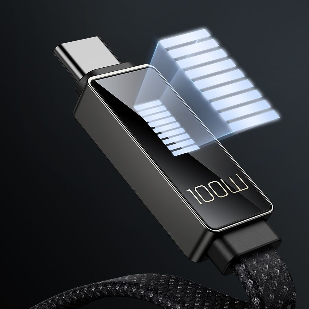 Cablu Mcdodo Rythm Series (CA-4470), Type-C to Type-C, 100W, LED Display, PD Fast Charging, 1.2m, Negru