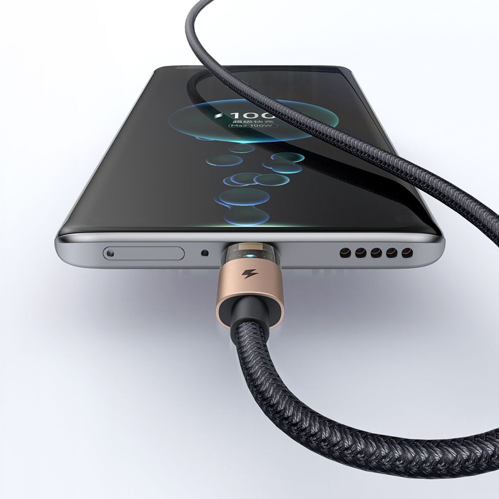 Cablu Mcdodo (CA-6891), with Charging Light, USB-C to USB-A, Transparent Cable, 6A, 1.2m, Auriu Desert