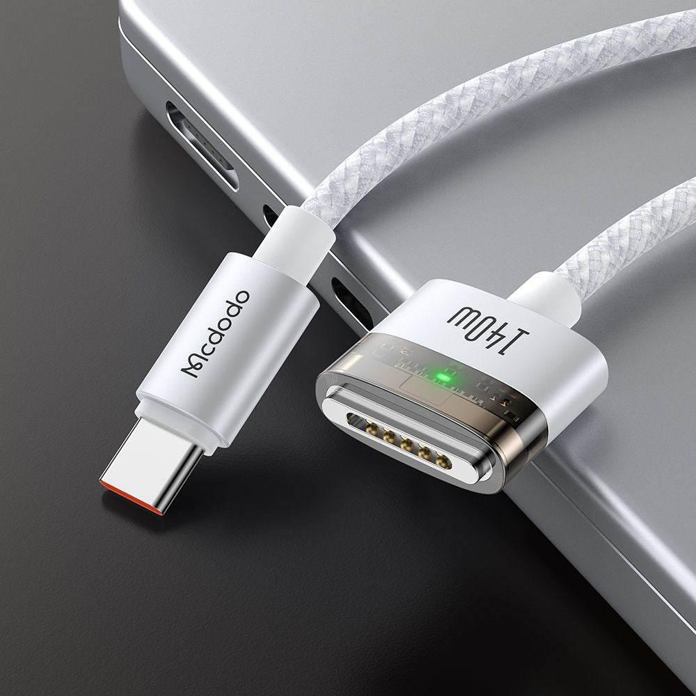 Cablu Mcdodo Magnetic (CA-2071), USB-C to MagSafe 3, 140W, LED Indicator, 2m, Alb