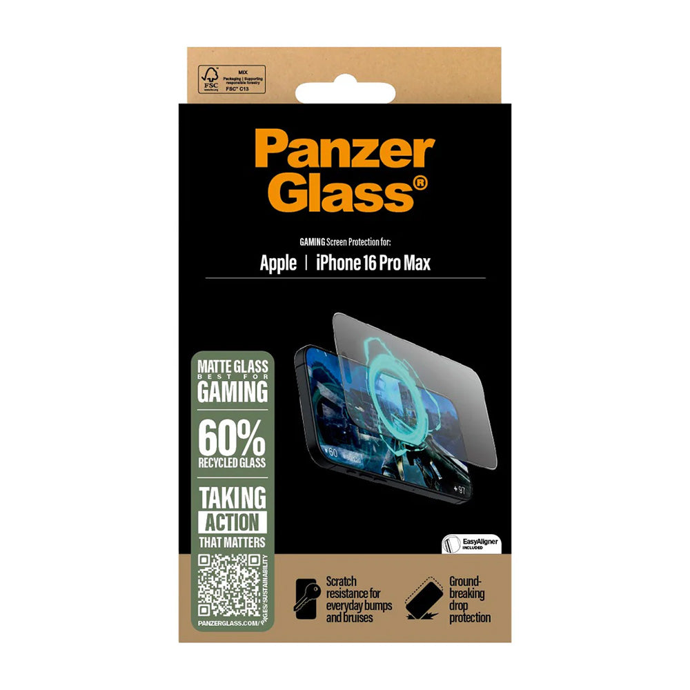Folie de protectie PanzerGlass® Ultra-Wide Fit Gaming compatibil cu iPhone 16 Pro Max, Negru Mat