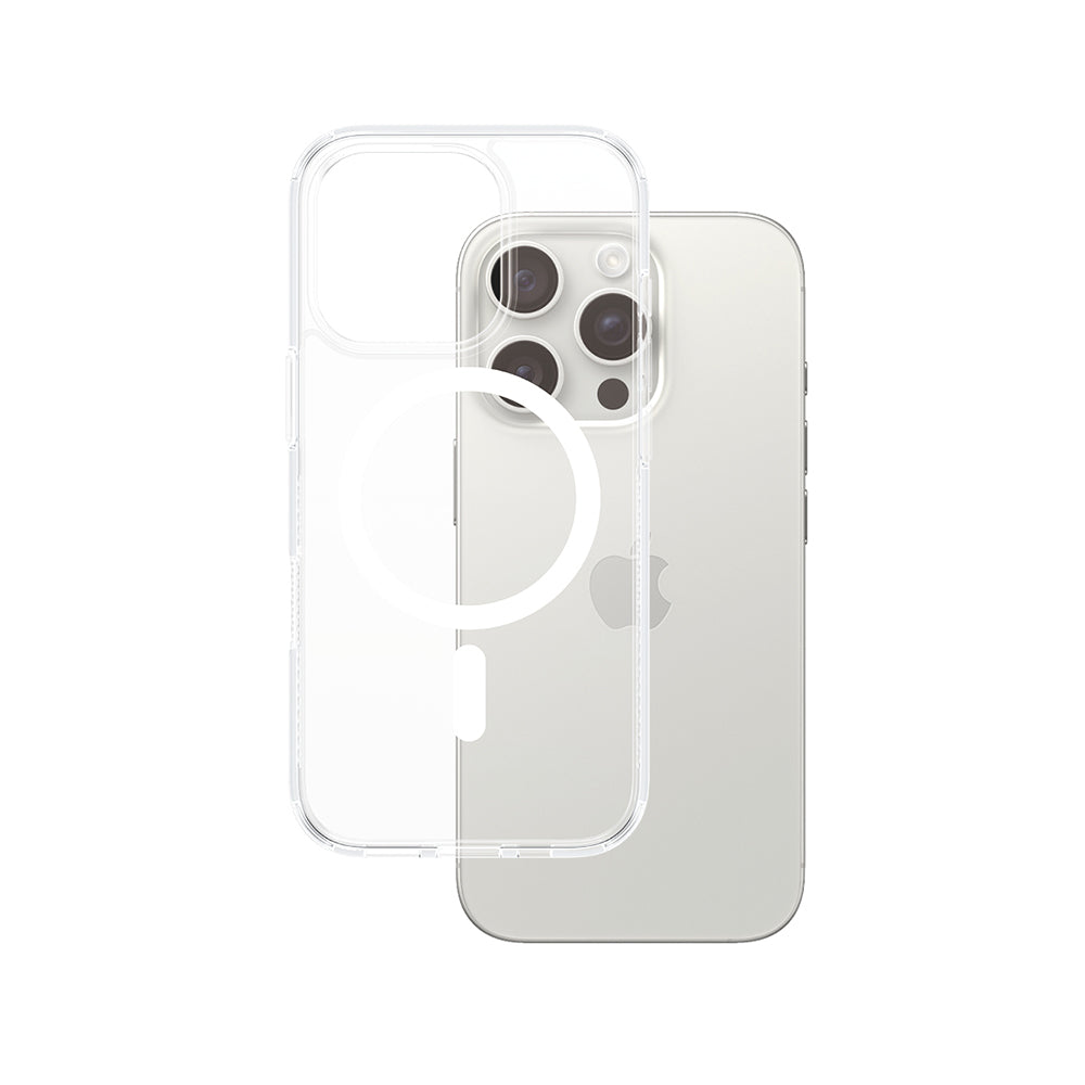 Husa de protectie PanzerGlass® HardCase White MagSafe Series compatibil cu iPhone 16 Pro, Transparent