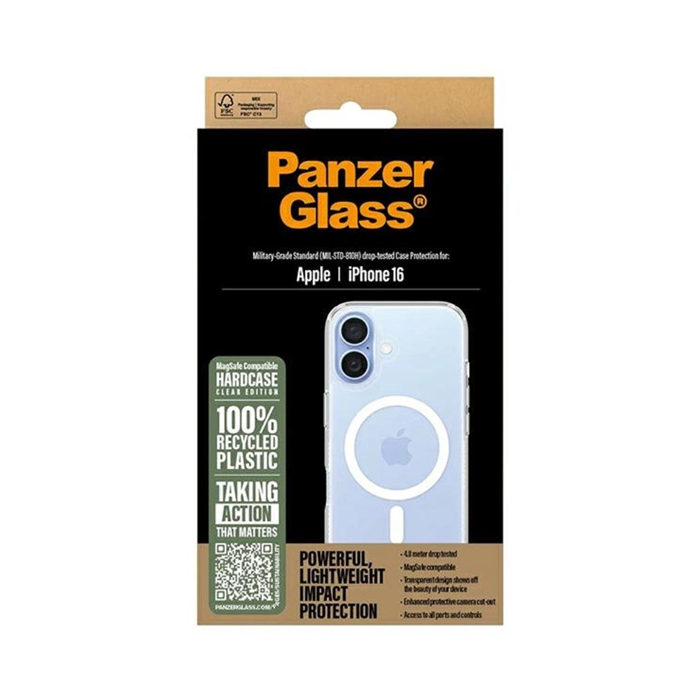 Husa de protectie PanzerGlass® HardCase White MagSafe Series compatibil cu iPhone 16, Transparent
