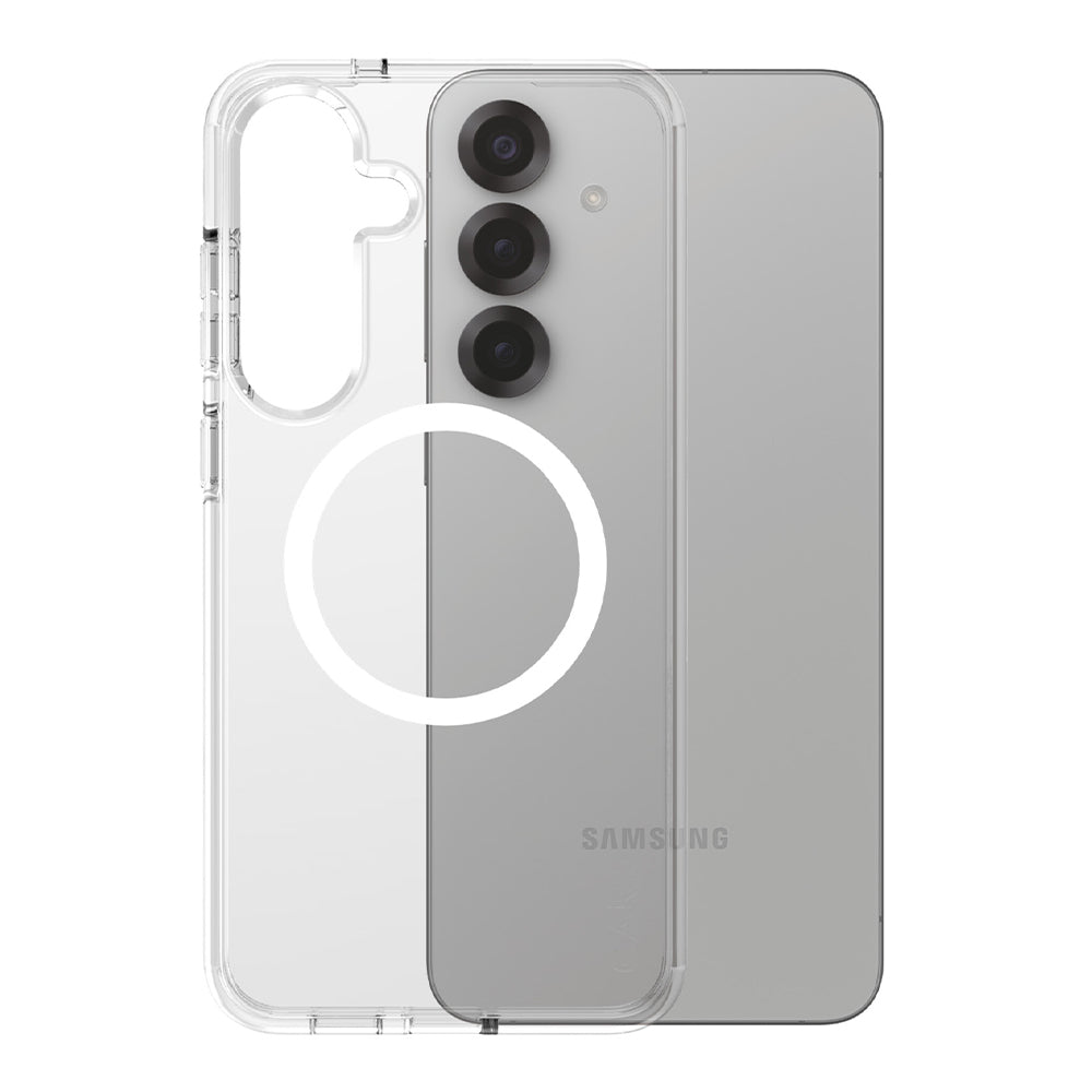 Husa de protectie PanzerGlass® CARE Flagship Urban Combat White Qi Compatible compatibil cu Samsung Galaxy S25 Plus, Transparent