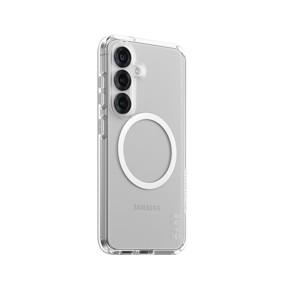 Husa de protectie PanzerGlass® CARE Flagship Urban Combat White Qi Compatible compatibil cu Samsung Galaxy S25, Transparent