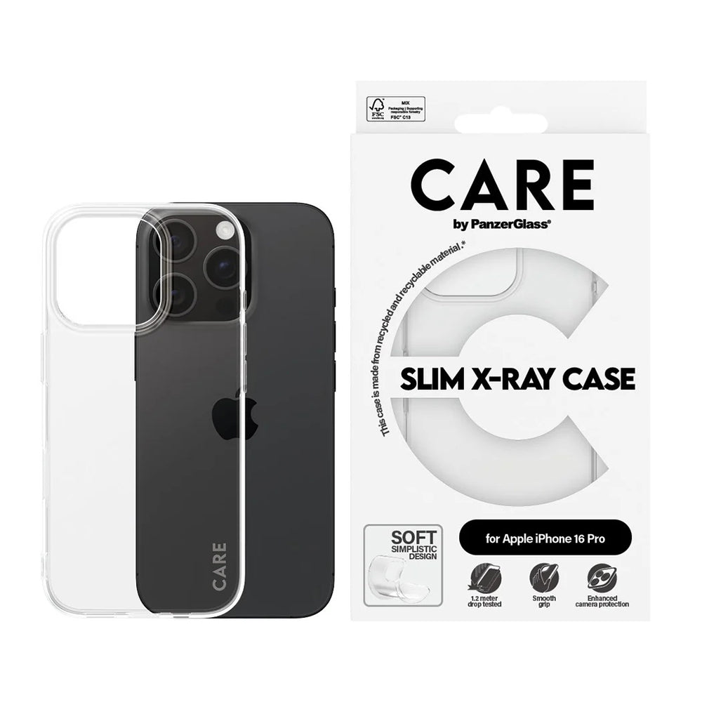 Husa de protectie PanzerGlass® CARE Fashionable compatibil cu iPhone 16 Pro, Transparent
