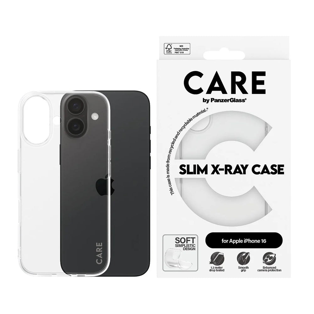 Husa de protectie PanzerGlass® CARE Fashionable compatibil cu iPhone 16, Transparent