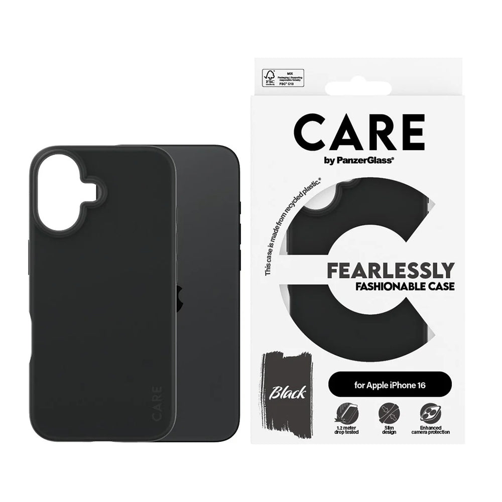 Husa de protectie PanzerGlass® CARE Fashionable compatibil cu iPhone 16, Negru
