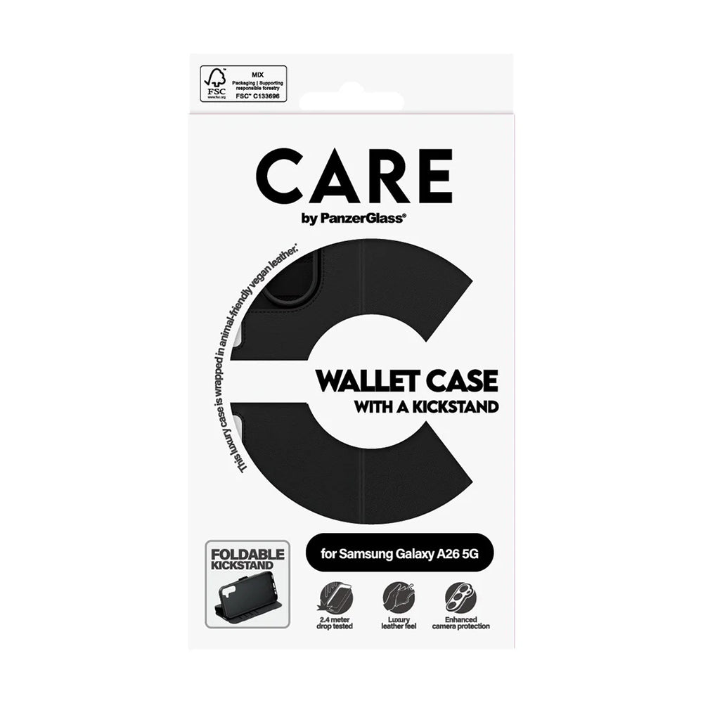 Husa de protectie PanzerGlass® CARE Feature Kickstand Wallet compatibil cu Samsung Galaxy A26 5G, Negru
