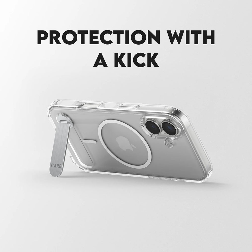 Husa de protectie PanzerGlass® CARE Feature Kickstand MagSafe compatibil cu iPhone 17, Transparent