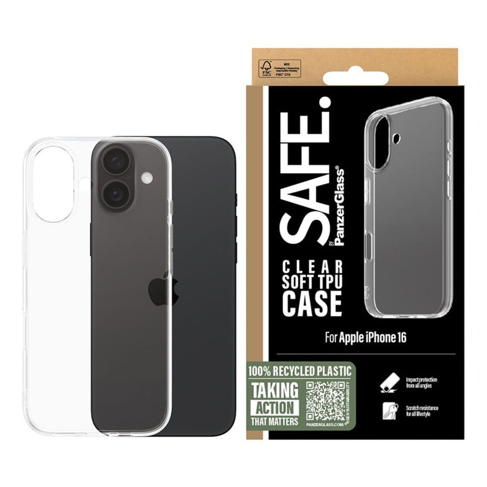 Husa de protectie PanzerGlass® SAFE. TPU Series compatibil cu iPhone 16, Transparent