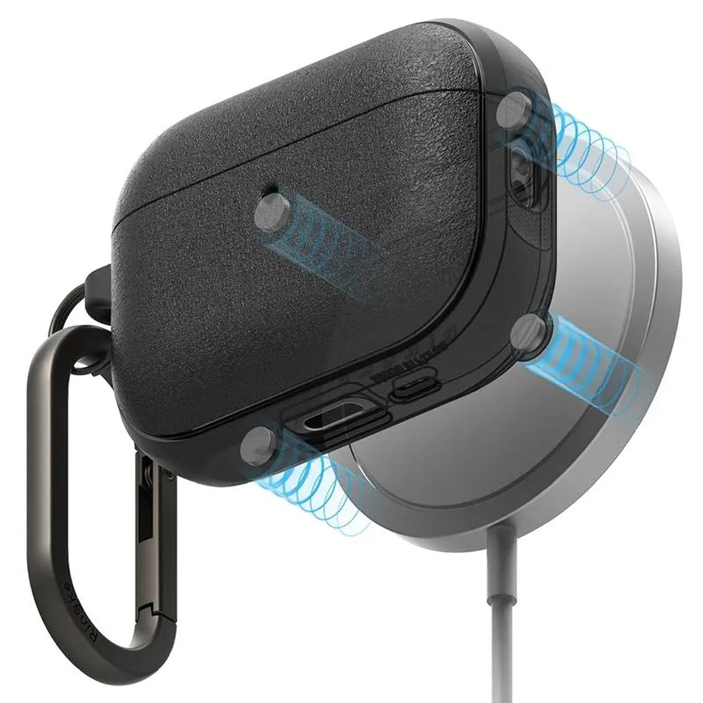 Casti Ringke Protection Case Onyx Magnetic, for AirPods Pro 3, Non-Slip Texture, Carabiner Hole, Negru