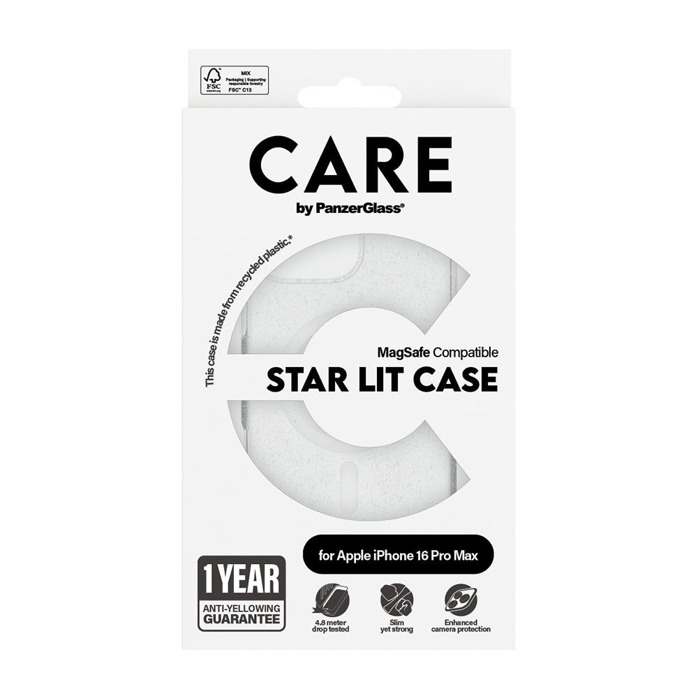 Husa de protectie PanzerGlass® CARE Flagship Urban Combat Star Lit White MagSafe compatibil cu iPhone 16 Pro, Transparent