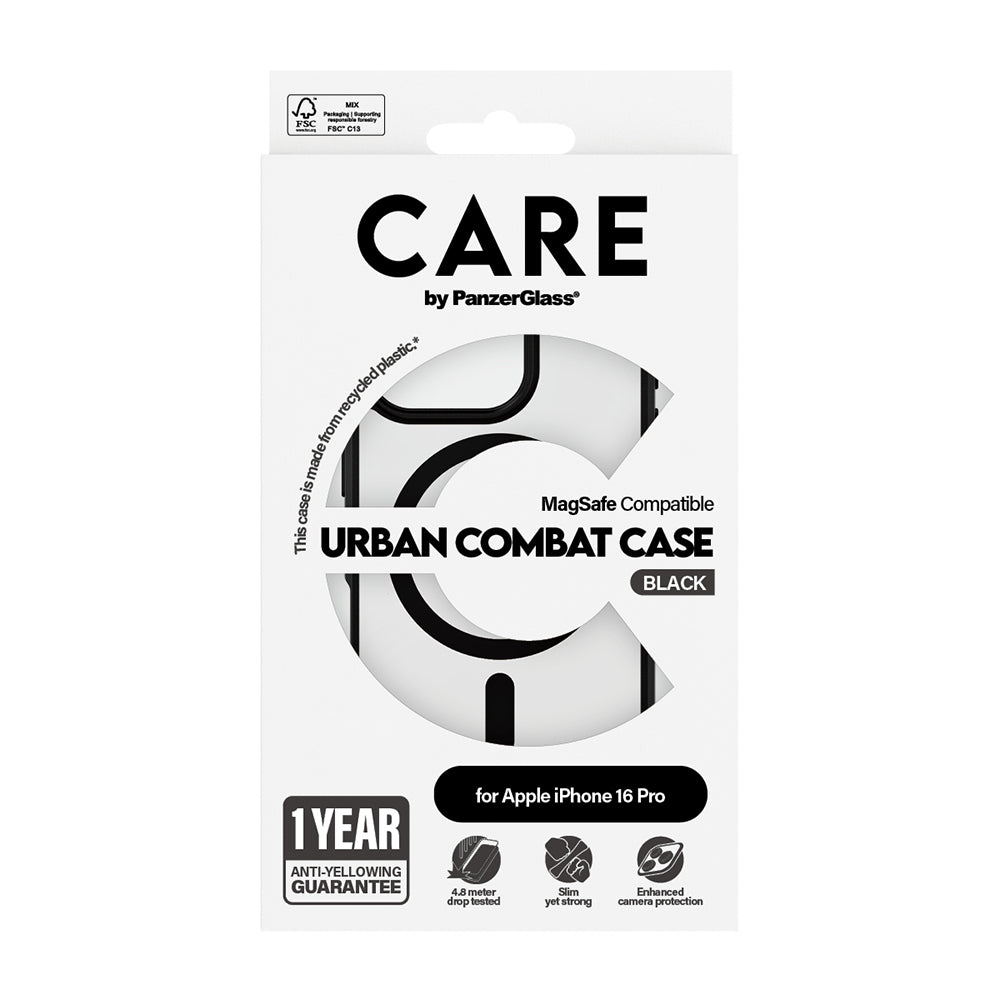 Husa de protectie PanzerGlass® CARE Flagship Urban Combat Black MagSafe compatibil cu iPhone 16 Pro Max, Negru
