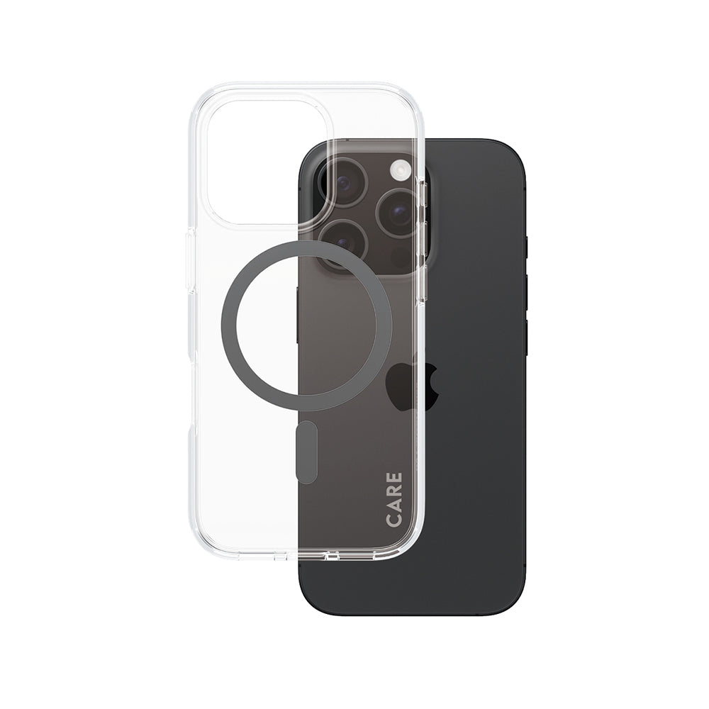 Husa de protectie PanzerGlass® CARE Flagship Urban Combat Black MagSafe compatibil cu iPhone 16 Pro, Transparent