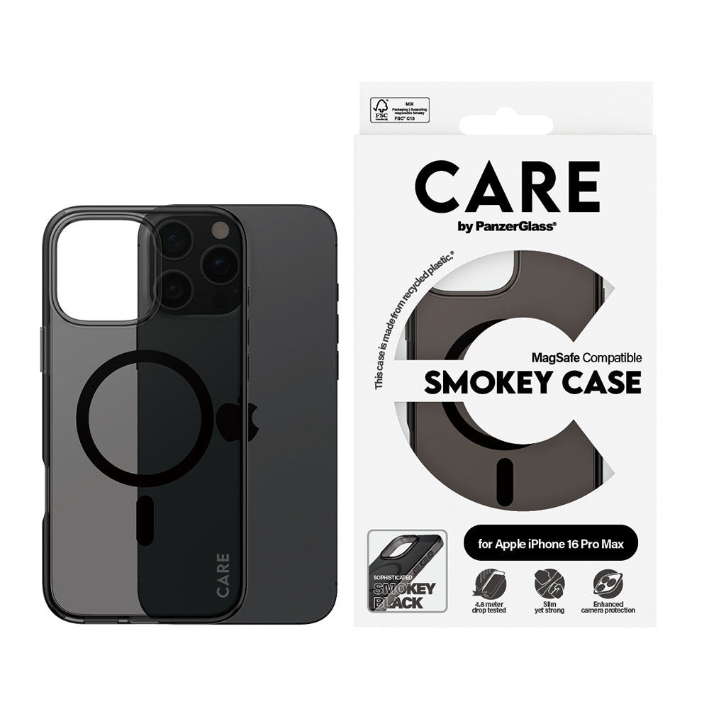Husa de protectie PanzerGlass® CARE Flagship Urban Combat Black MagSafe compatibil cu iPhone 16 Pro Max, Smokey