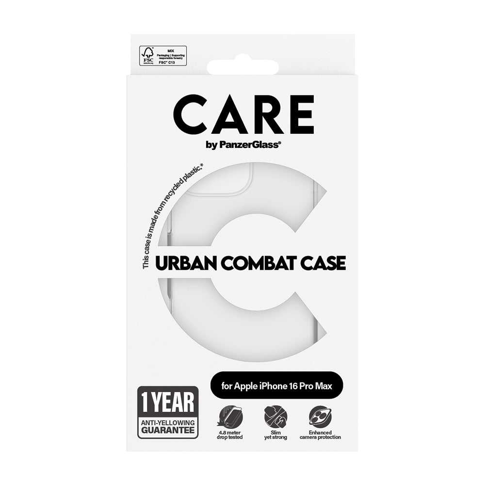 Husa de protectie PanzerGlass® CARE Flagship Urban Combat compatibil cu iPhone 16 Pro, Transparent