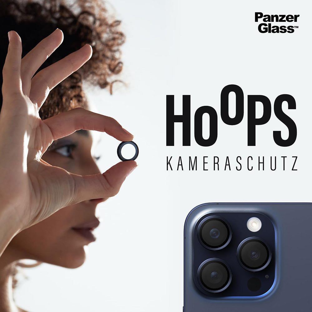 Folie de protectie PanzerGlass® Hoops® Camera Lens compatibil cu iPhone 16 Pro / iPhone 16 Pro Max, Negru