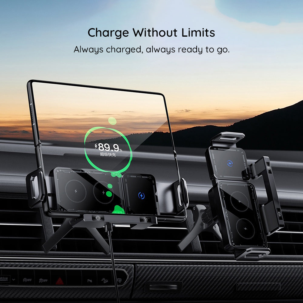 Suport Techsuit Premium with Wireless Charging ModoDock (SW1), for Air Vent, 90° Intelligent Rotation, 15W, Negru