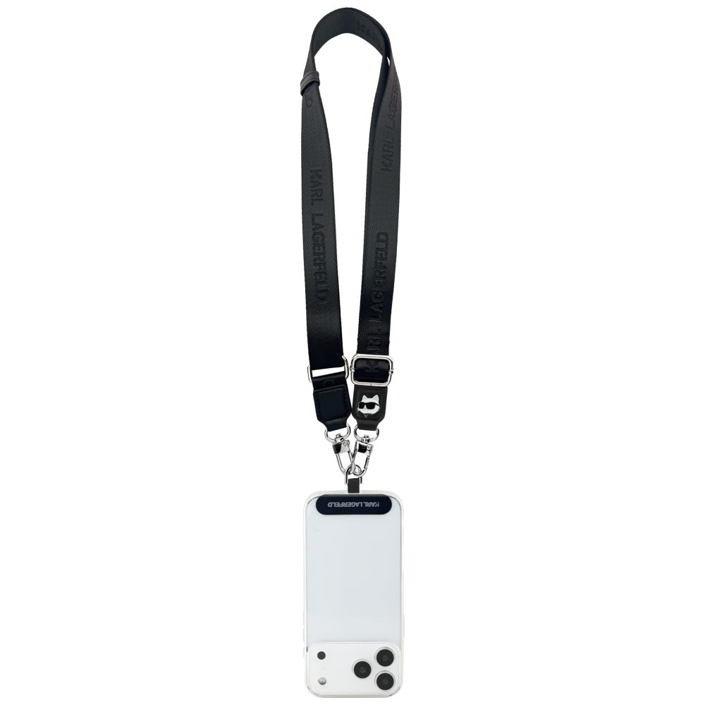 Suport Karl Lagerfeld Strap Tether Patch Choupette Metal Logo (KLUCNCHPSPK), Universal, Negru