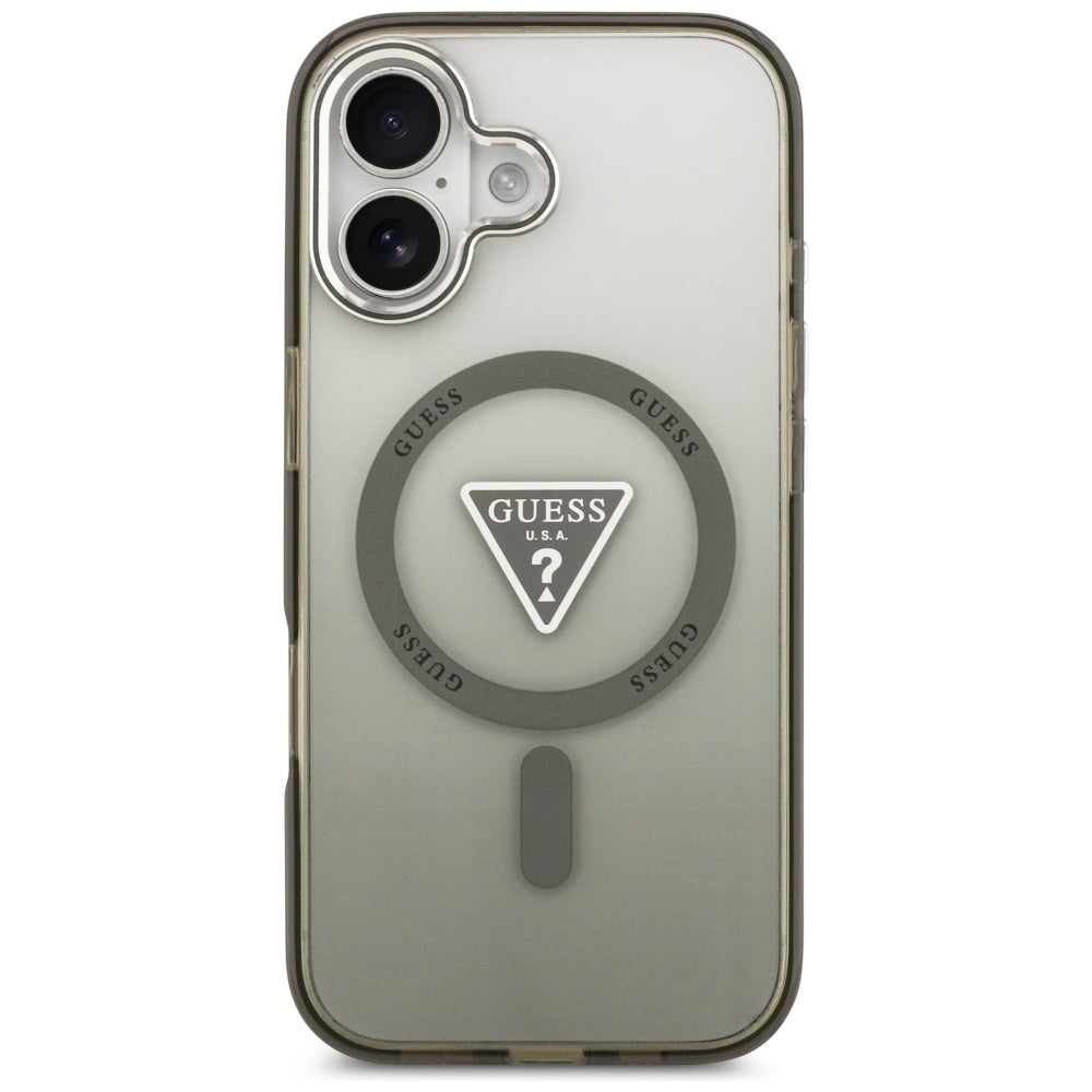Husa de protectie Guess IML Gradient Triangle Logo MagSafe (GUHMP17SHGTMLCGA) compatibil cu iPhone 17, Kaki
