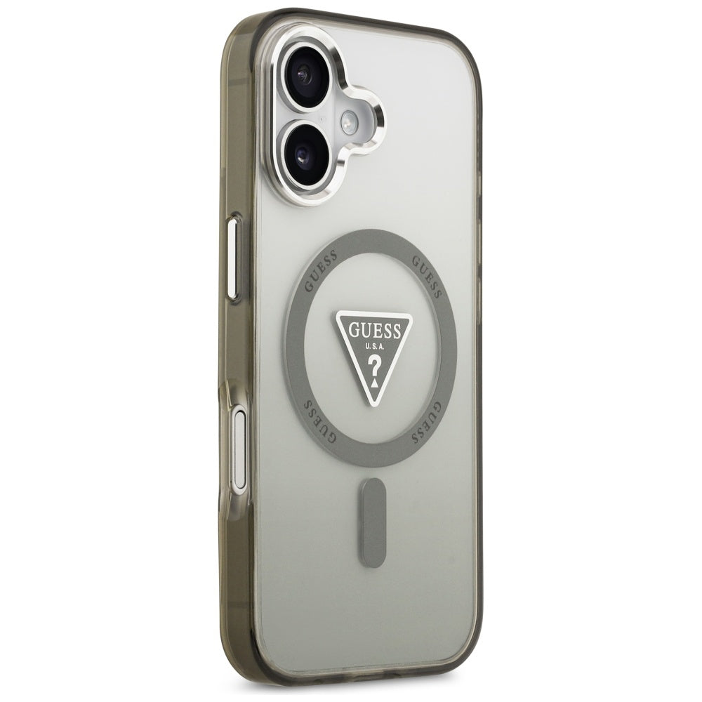 Husa de protectie Guess IML Gradient Triangle Logo MagSafe (GUHMP17SHGTMLCGA) compatibil cu iPhone 17, Kaki