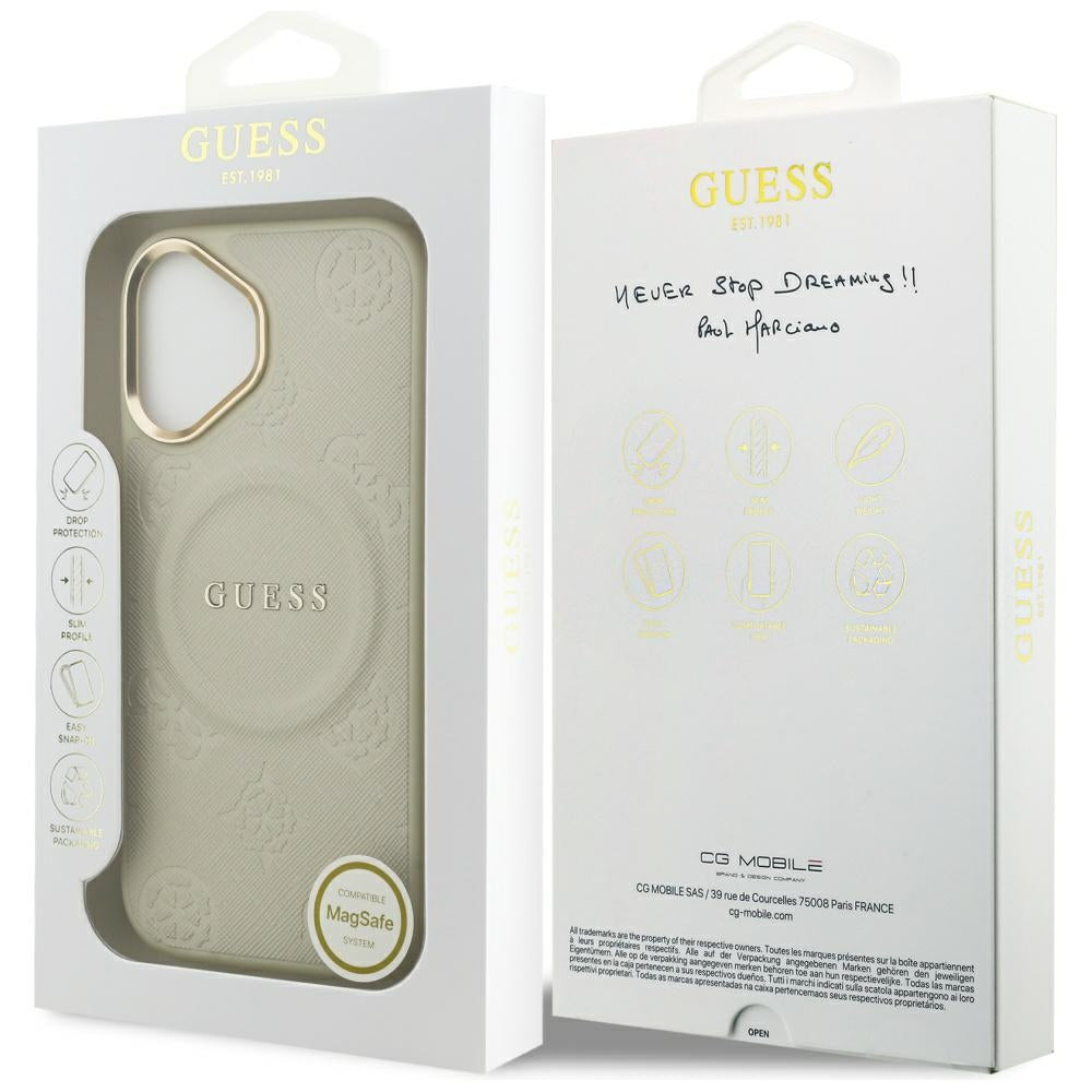 Husa de protectie Guess Peony Hot Stamp MagSafe (GUHMP17SPSAMSECE) compatibil cu iPhone 17, Bej