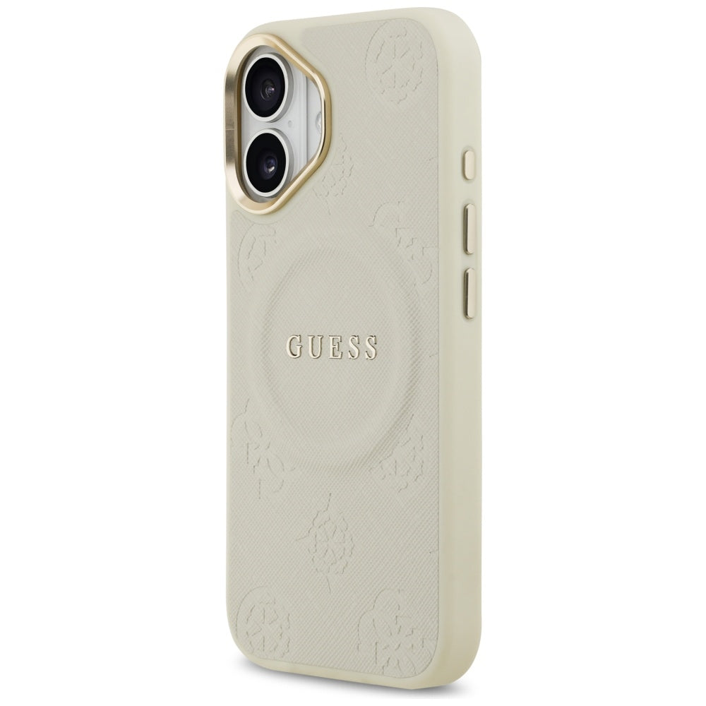 Husa de protectie Guess Peony Hot Stamp MagSafe (GUHMP17SPSAMSECE) compatibil cu iPhone 17, Bej